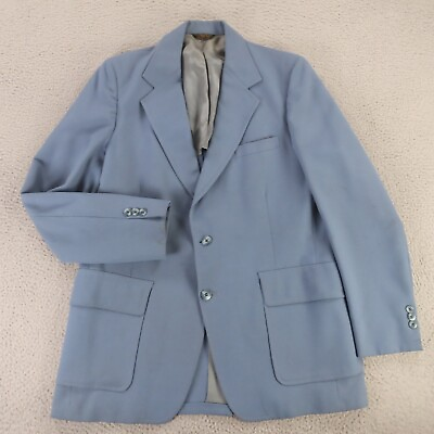 #ad VINTAGE Palm Beach Jacket M MT Blue Polyester Blazer Sport Coat 40L $49.97