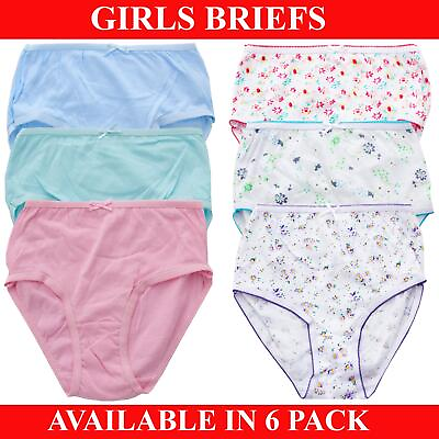 Girls Underwear Kids Soft Print 100% Cotton 6 Pack Briefs UK Sizes #ad GBP 6.29