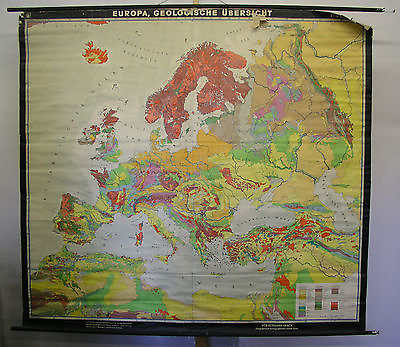 #ad School Wall Map Beautiful Old Europakarte Geology Map 205x187 Vintage $202.34