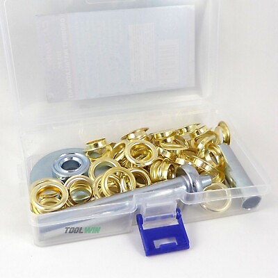 Grommet Tool Kit with 100 1 2quot; Brass Coated Grommets $14.94