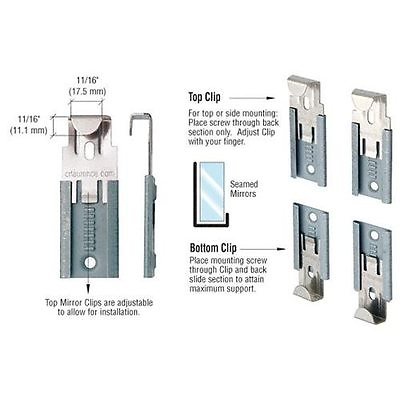 #ad CRL Nickel Plated Adjustable Mirror Clip Set for 1 4quot; Seamed Mirror 64114 $7.20