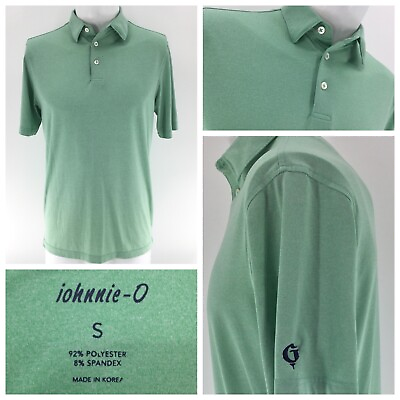 #ad Johnnie O Shirt S Green Polo SS Poly Stretch Greenbriar Hills CC Logo YGI T3 4 $26.99