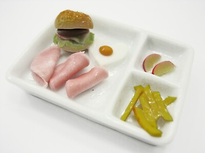 #ad Dollhouse Miniature Food Breakfast Ceramic Tray Morning Set Supply Charms 12088 $4.89