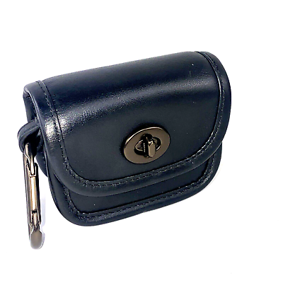 #ad Coach Heritage Turn lock Bag Charm FOB C3163 Black Leather Carabiner Clip W16 $119.99