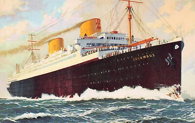 SS Columbus Ship Ocean Cruise Liner Lloyd Bremen Hindenburg Vtg Postcard D47 $28.00