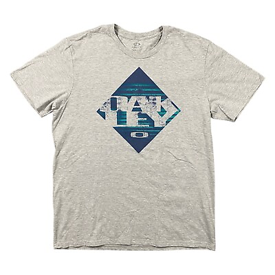 #ad Oakley Mens Shirt Mens XL Gray Logo Short Sleeve Casual Graphic Regular Fit $10.42