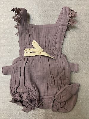 #ad Baby Girl Spring Summer Purple Romper W Lace Straps Size 6 12 Months $7.99