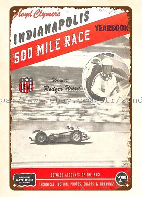 #ad sitting room wall decor 1959 car race Indianapolis 500 Mile metal tin sign $18.83