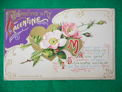 #ad Vintage Embossed Valentine Postcard John Winsch My Heart Goes Bounding O#x27;er $7.95
