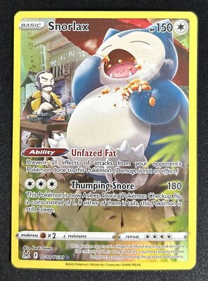 #ad Snorlax TG10 TG30 Lost Origin Trainer Gallery Ultra Rare Pokemon TCG Card NM $4.89