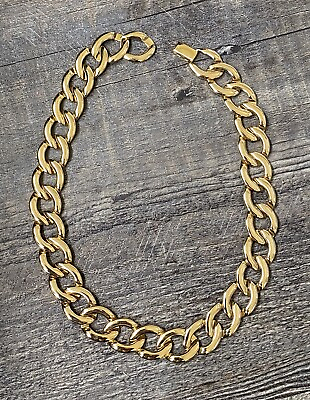 #ad Vintage NAPIER Shiny Gold Plated Big Link Retro Necklace Ex. Cond. 80s 90s $125.00