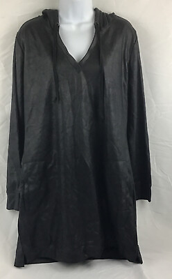#ad Soho Street NY amp; Co Women’s Black Long Sleeve Hooded Tunic Dress Sz. L $14.99