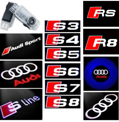 New AUDI Door Logo Lights LED Laser Ghost Shadow Projector Courtesy S3 6 R8 Q7 A $16.88
