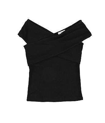 #ad bar III Womens Crisscross Pullover Blouse Black X Small $20.04