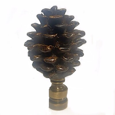 #ad PINECONE SHADE FINIAL ANTIQUE BRASS FINIAL THREAD RESIN AND METAL $12.90