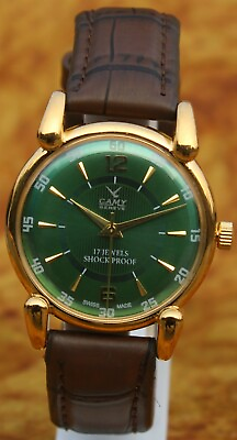 Antique Vintage CAMY Geneva ST96 17 Jewels Hand Wind Swiss Made Men#x27;s Wristwatch $42.95