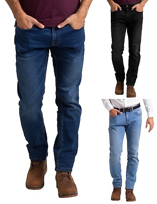 #ad Mens Denim Jeans Knitted Slim Fit Supper Stretch Casual Classic Faded Jeans Pant $17.84