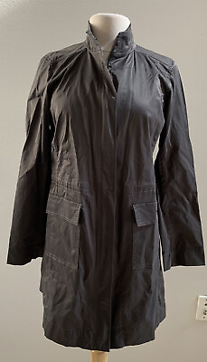 #ad EILEEN FISHER Zip Snap Light Coat Jacket Flap Pockets Brown Size S EUC $23.99