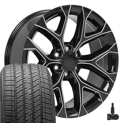 22quot; Milled Black Ck156 Wheels 275 50r22 Tires TPMS SET Fit Sierra Yukon $2537.00