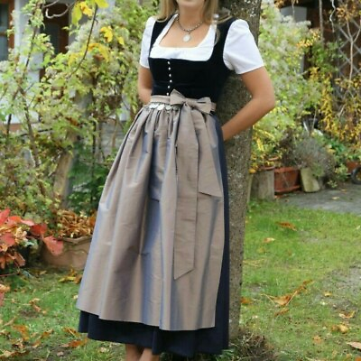 quot;Vintage Black Long Maxi Dirndl Dress Oktoberfest Bavarian Festival Dirndlquot; #ad $169.00
