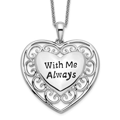 #ad Gift for Mothers 925 Sterling Silver Antiqued With Me Always Heart Necklace 18quot; $84.00