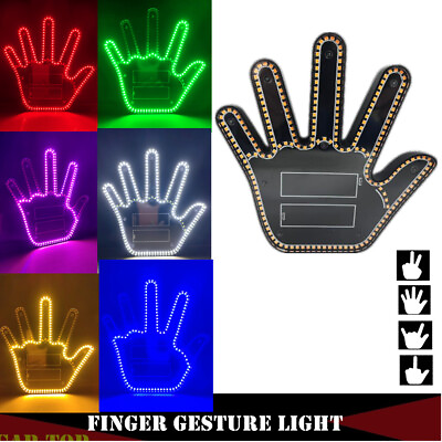 #ad Finger Gesture Light LED Car Back Window Sign Hand Light with Remote Xmas Gift $20.67
