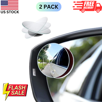 2 Pack Car Blind Spot Mirror 2quot; Round HD Glass Frameless Convex Rear View Mirror $12.19