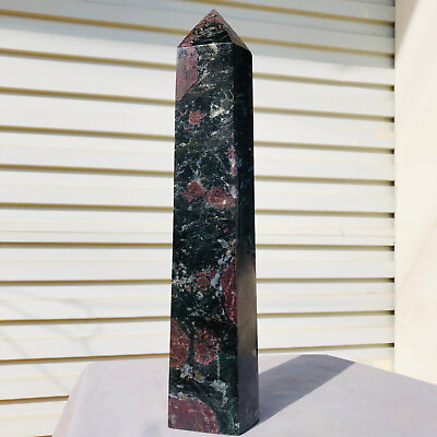 #ad 5.88lbNatural Fireworks Garnet Obelisk Quartz Crystal Wand Point Healing $135.00