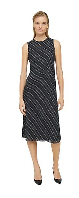 #ad NWT Theory Black Draped Asymmetrical Dress In Silk Crepe Size 00 Retails $495 $115.00