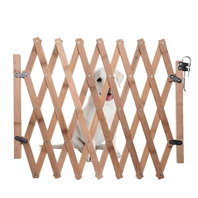 #ad Expandable Accordion Dog Gate Wooden Pet Dog Fence Safety Protection Doorways $24.99