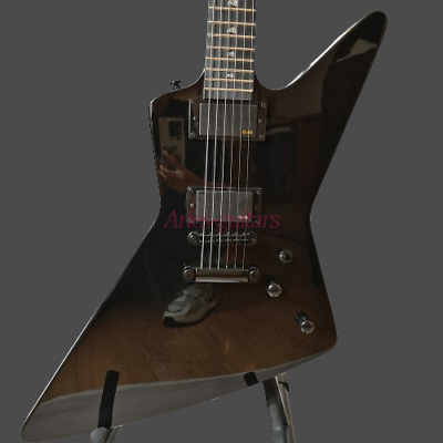 #ad Custom Explorer Black ST Electric Guitar HH Pickups T O M Bridge 6 String $300.19