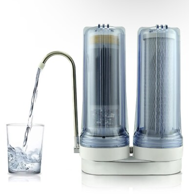#ad APEX EXPRT MR 2050 Dual Countertop Water Filter System Carbon Alkaline pH Clear $89.99