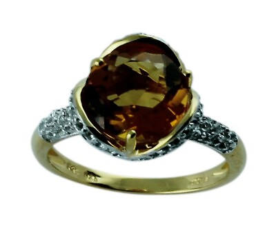 #ad Medira Citrine Gemstone Jewelry 10k Yellow Gold Cocktail Ring Size 7 For Women $326.40