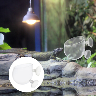 #ad Glass Feeder Lizard Feeder Resin Water Dish Water Feeder Reptile $11.30