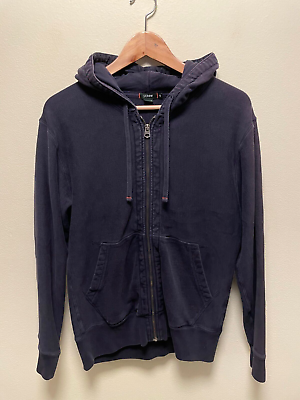 #ad J. Crew Mens Hooded Sweatshirt Size XS Navy Full Zip Neutral Preppy Y2K $29.88