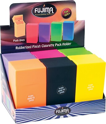 #ad 12 Rubberized Hot Neon Color Push Open Plastic Cigarette Case Pack Holder 100mm $31.38