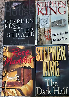#ad 4 Stephen King HC Books Dark Half Rose Madder Hearts in Atlantis Black House $37.00