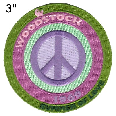 #ad Woodstock Peace Love 1969 Embroidered Iron On Patch Hippie Music Festival 150 Y $5.87