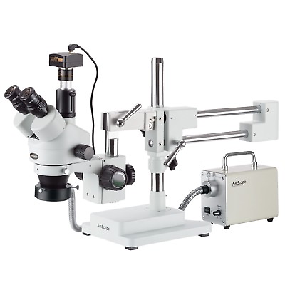 #ad 3.5X 180X Simul Focal Trinocular Stereo Microscope LED Fiber Optic 10MP Came $1557.99