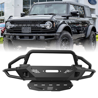 #ad #ad Upgrade Front Bumper w Bull BarSide Wing For 2021 2022 2023 Ford Bronco Steel $225.99