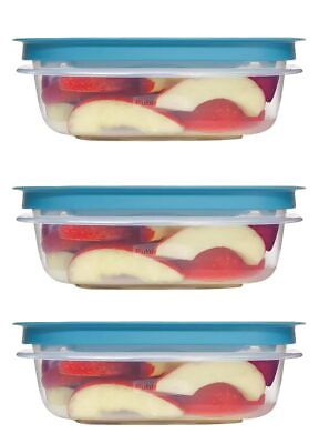 #ad Rubbermaid Storage Containers Easy Find Lids Teal 3 cup Flex amp; Seal Leak... $34.22