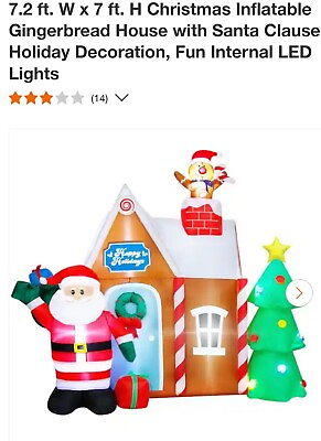 #ad 7.2 ft. W x 7 ft. H Christmas Inflatable Gingerbread House with Santa Clause... $70.00