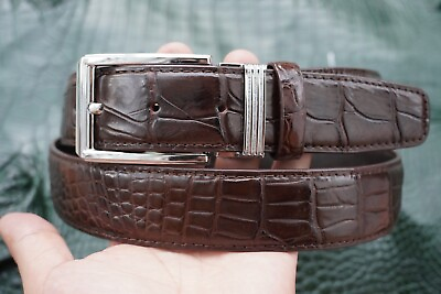#ad Brown Genuine Alligator Crocodile Belly Leather Skin Men#x27;s Belt $54.40