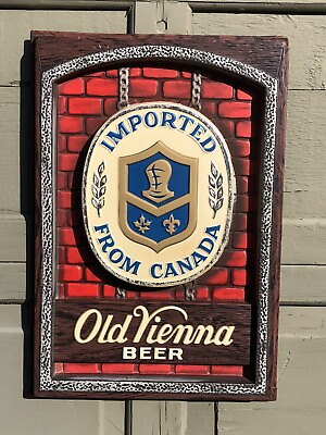 #ad Vintage Old Vienna Beer Bar Tavern Sign Imported from Canada Red Brick Wall Look $9.99