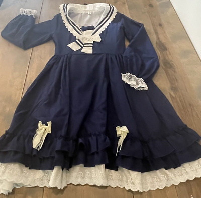 Vintage J Yuefang Women’s Long Sleeve Pullover Blue Lolita Dress Ruffled Size: M $59.99