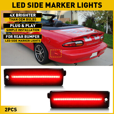 #ad FOR 1993 2002 CHEVY CAMARO SMOKED REAR RED LED FENDER LAMP SIDE MARKER LIGHTS $20.99