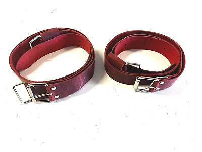 #ad Genuine Leather Luggage Rack Straps Trunk rack straps for Old Beetle Red $56.90