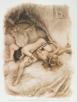#ad Vintage Love erotic antique Print Oral Sex Nude Romance Vagina Lust 1920 Akt Art EUR 19.00