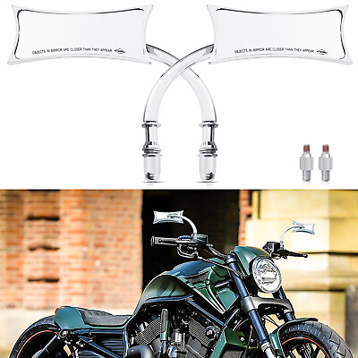#ad Chrome Motorcycle Rearview Mirror For Harley Cruiser Bobber Chopper Dyna Softail $39.49