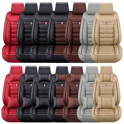 #ad Luxury Leather Car Seat Covers Front Rear Full Set Cushion Protector Universal $89.98